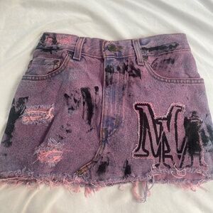 distressed custom graphic skirt